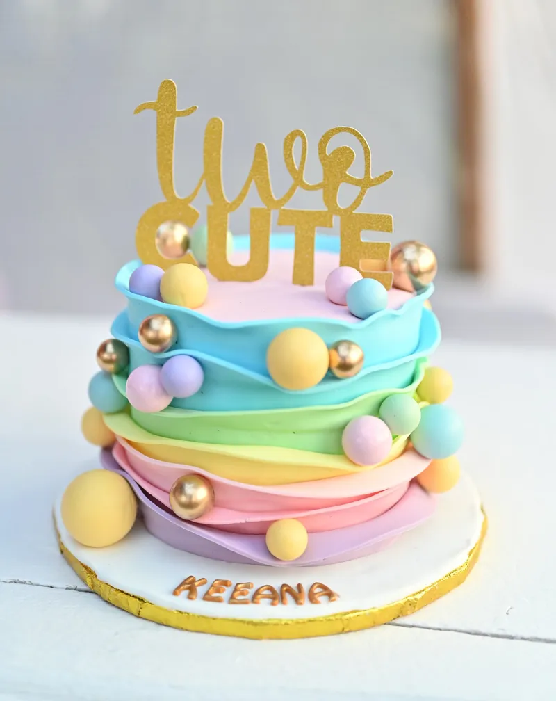 2nd Birthday cake pastel theme party with our cardstock topper