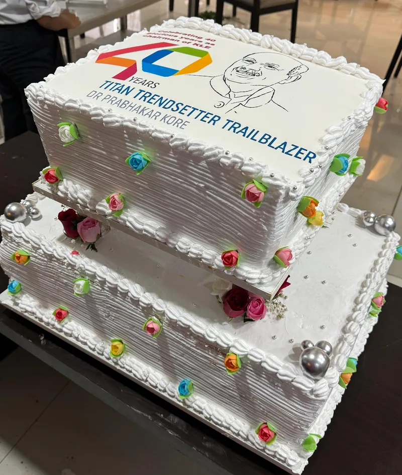 A cake for the celebration of the 40 years of chairman Dr. Prabhakar kore of KLE society