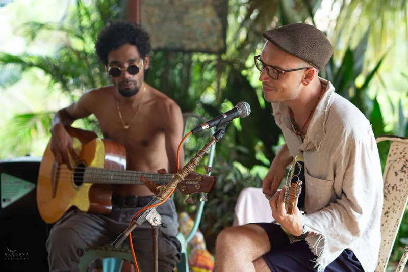 Acoustic set with a musician friend at Garden of Dreams Goa (1)