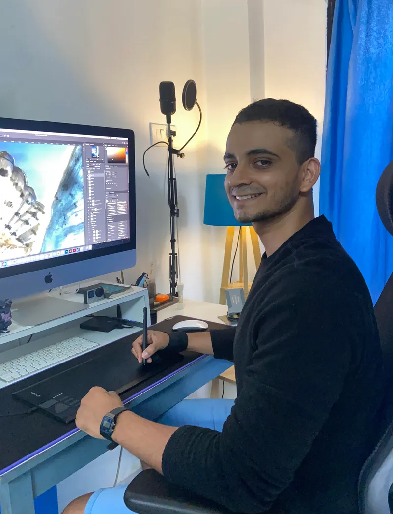 Alecster in his workspace