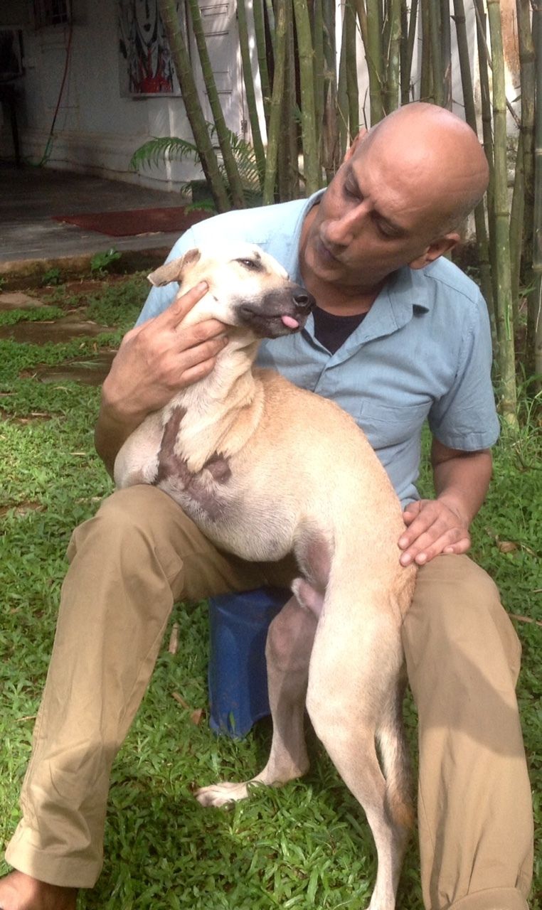 Atul Sarin with a dog