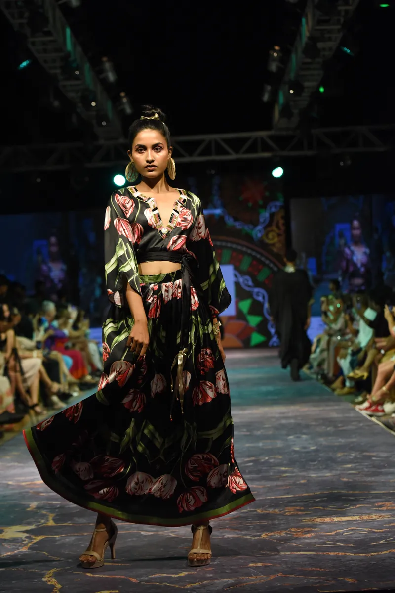 Ayesha strikes a pose in designer Digvijay Singhs wear at the India Beach Fashion Week held at Taj Village Resort and Spa recently