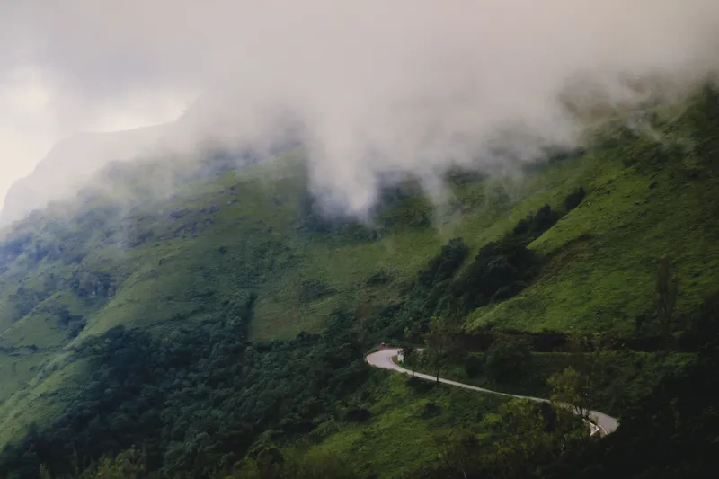 Beautiful road leading to the highest peak in Karnataka Mullyangiri