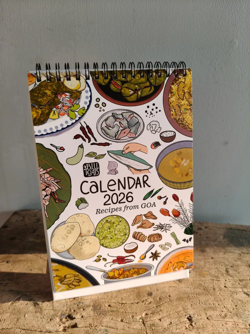 BluToad calendar for 2026 had 12 illustrated recipes from Goa with a mix of veg, non veg and sweet dishes