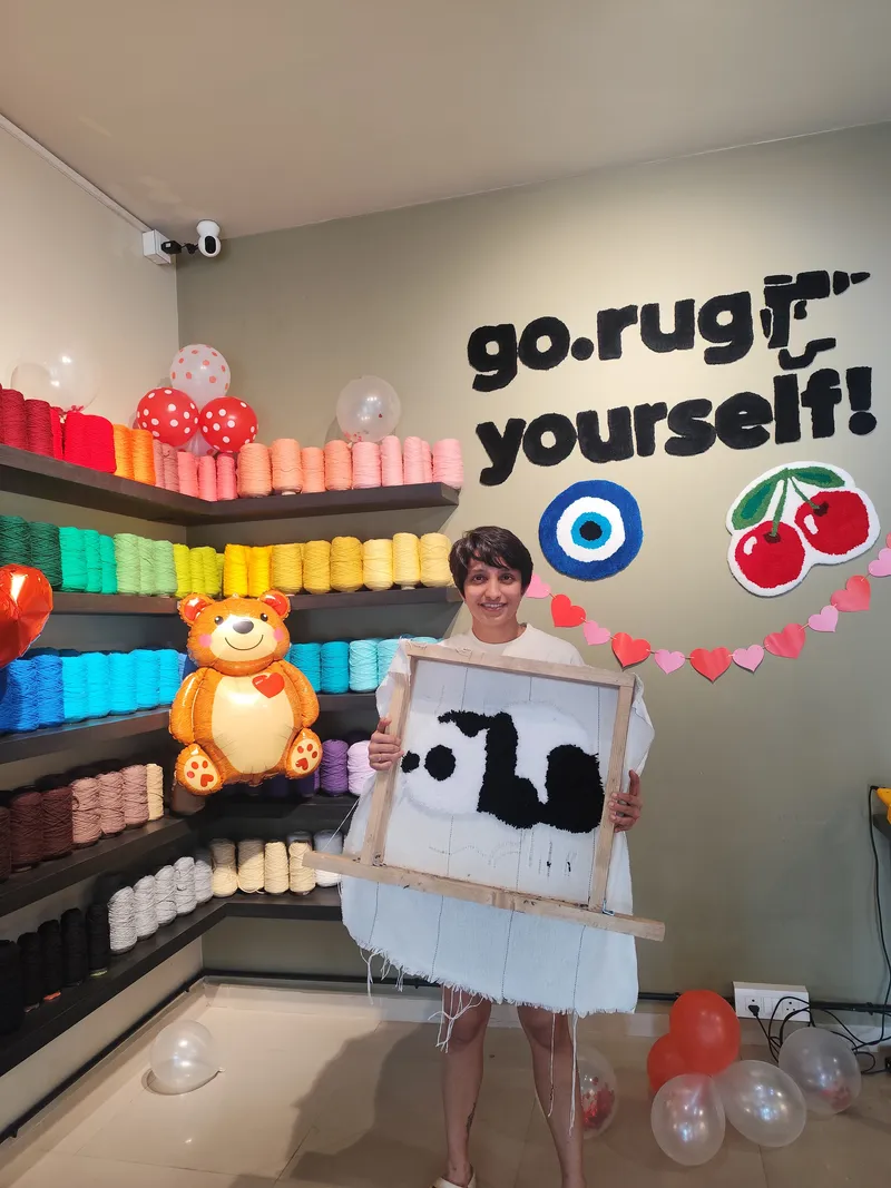Customer with the creative Panda rug