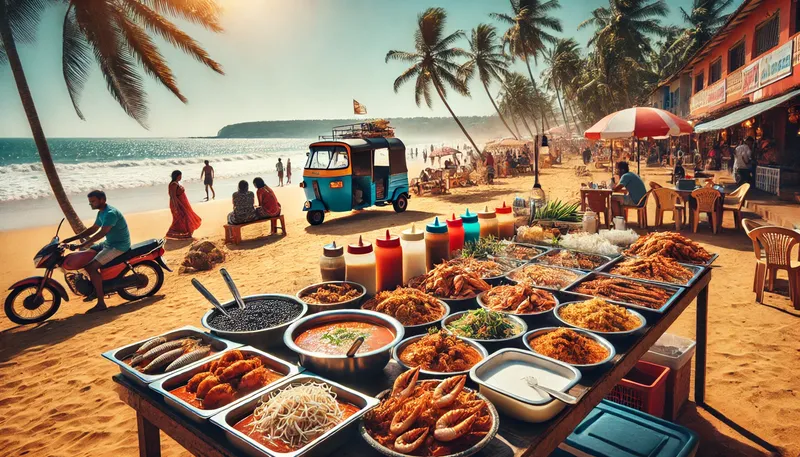 DALL·E-2024-07-12-16.29.37-A-vibrant-scene-of-Goan-street-food-with-a-beach-in-the-background.-The-photo-should-capture-a-variety-of-traditional-Goan-dishes-like-Goan-fish-curry