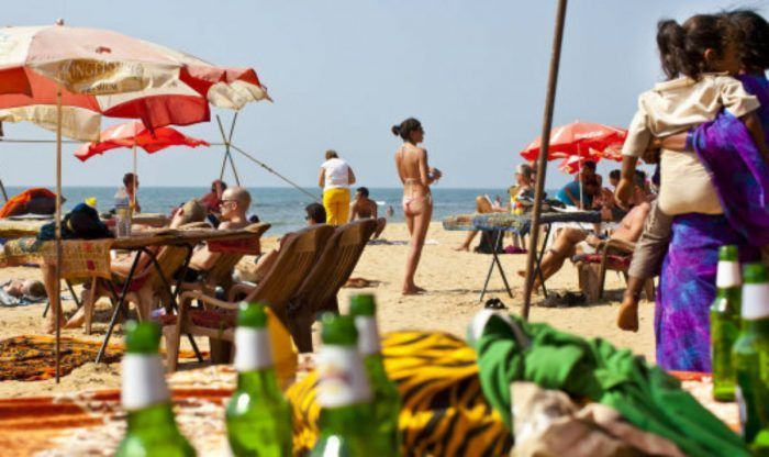 Drinking at the beach
