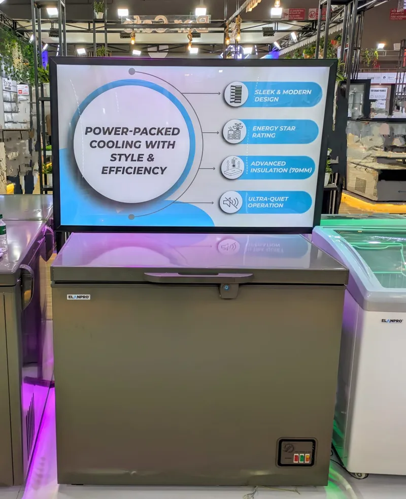 Elanpro’s energy-efficient deep freezer, features an attractive and modern design, advanced insulation, low-noise operation and excellent cooling performance.