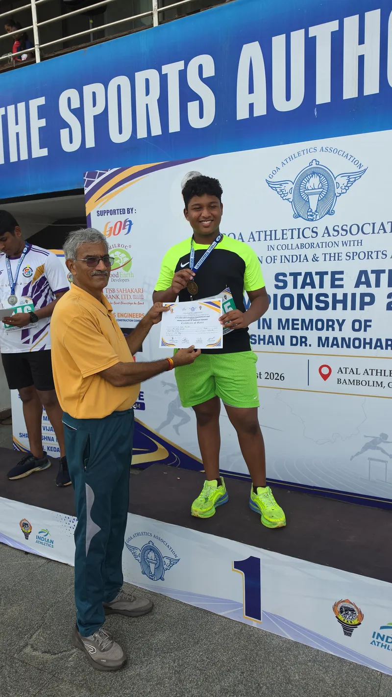 Goas Young Shot Put Champion Carl Mendes Wins Gold at the 57th Goa State Athletic Championship 2026 2