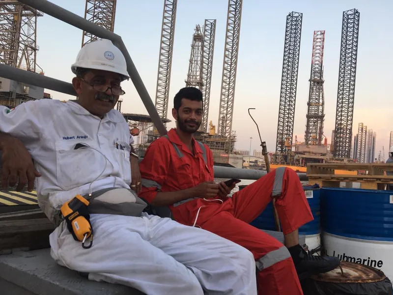 His son, Lenin, assisting him in the Oil & Gas industry