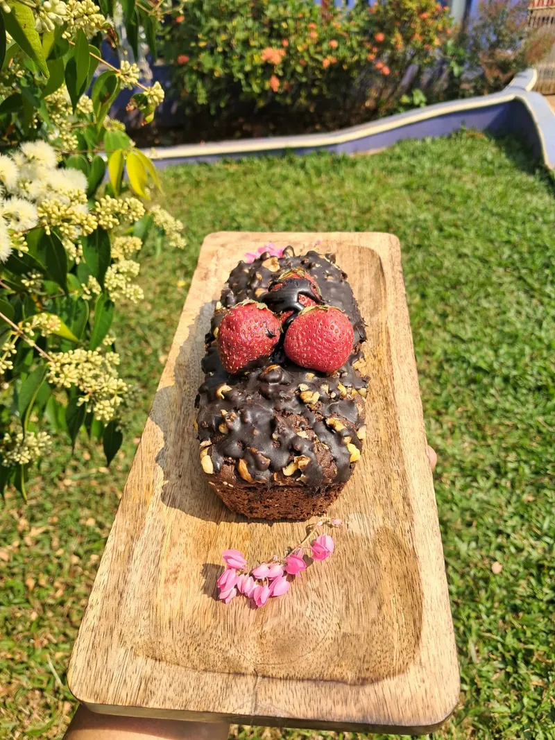Khapli wheat and Ragi chocolate walnut cake