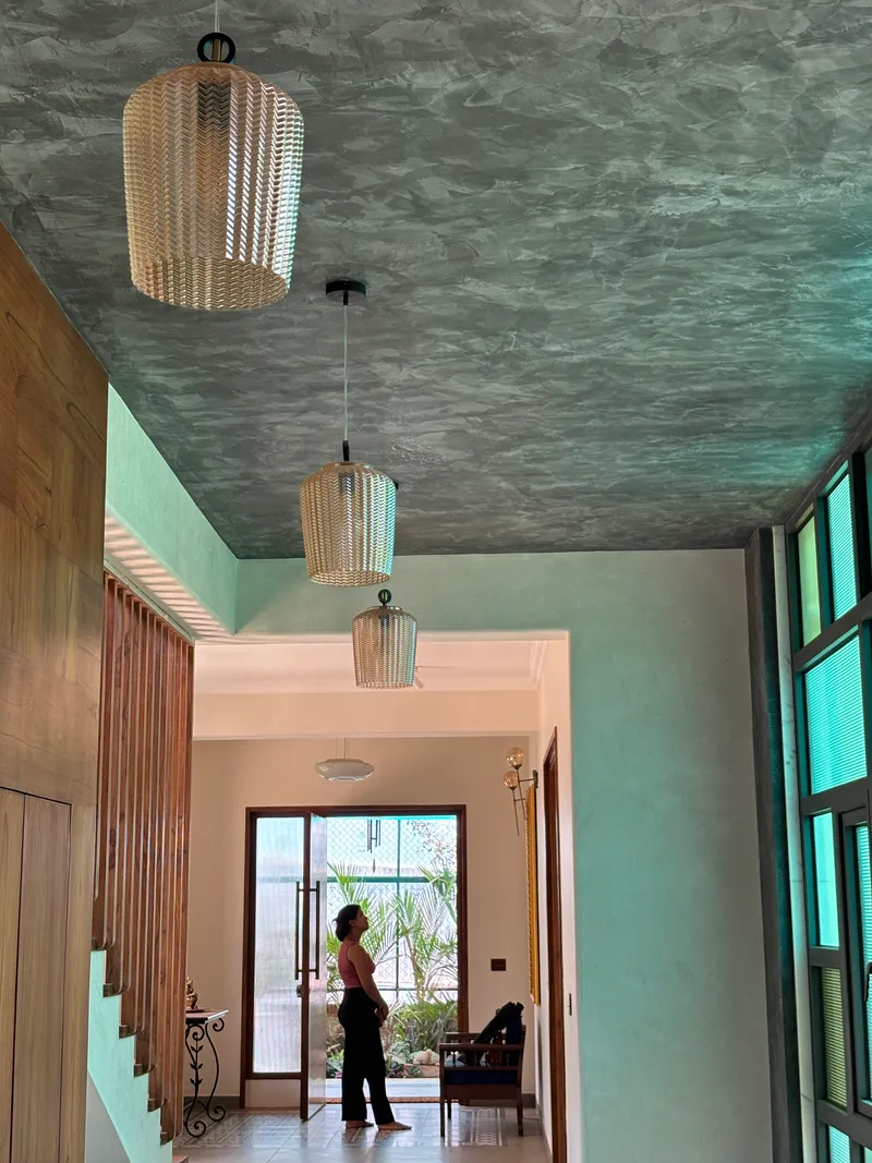Lime Plastered Ceiling in a Hallway at a residence in Assagao