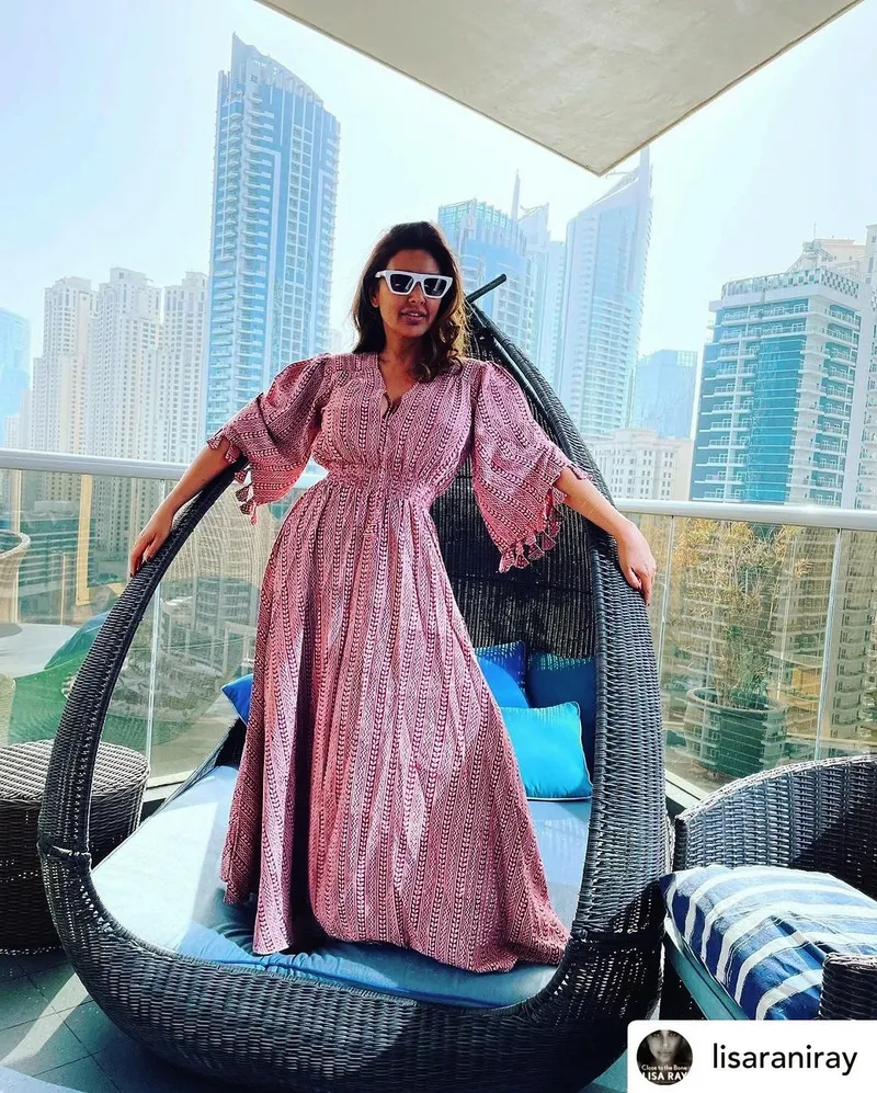 Lisa Ray in Love Change Gloria dress