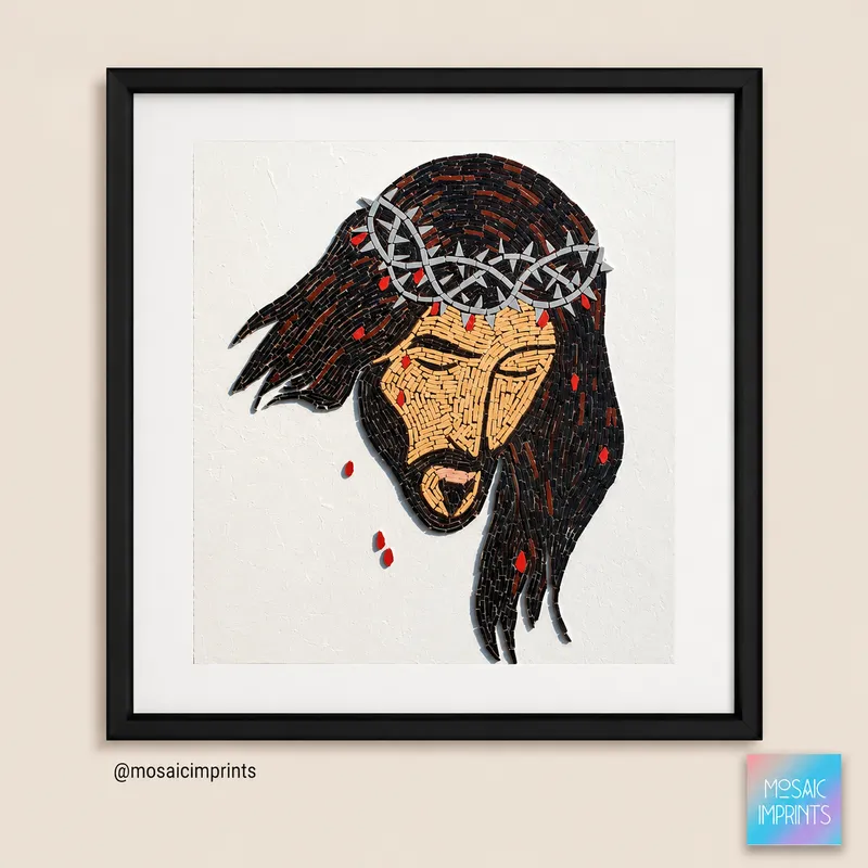Mosaic Christ in a Black Frame