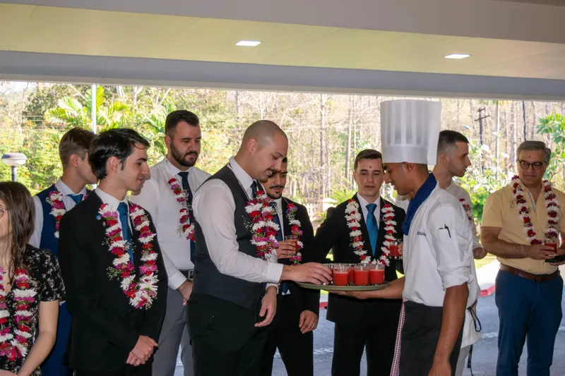 Portuguese students served refreshing drinks upon arrival at the campus