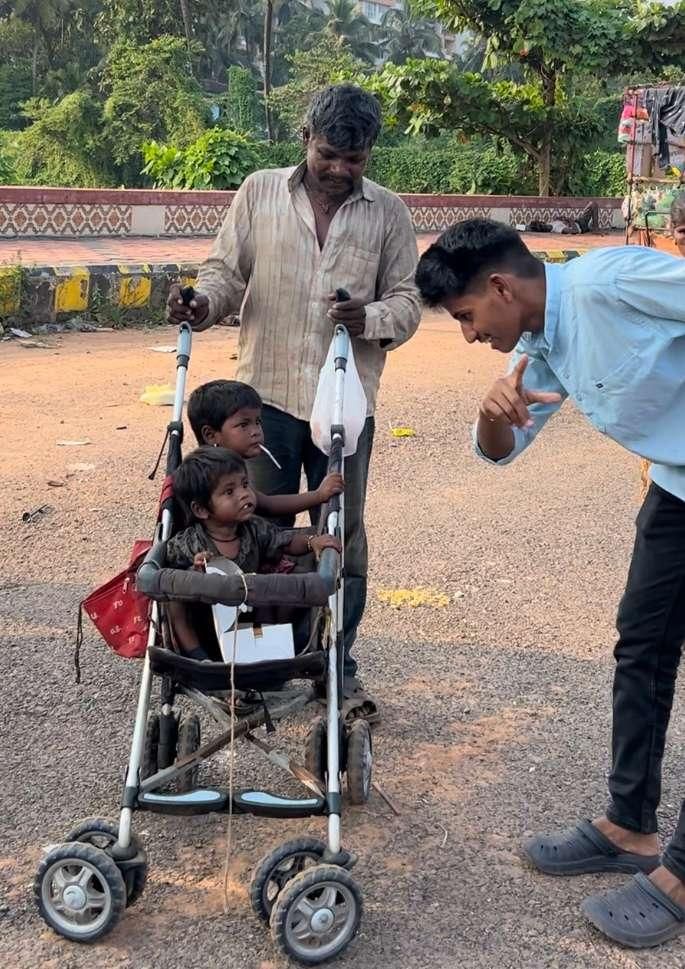 Rohit talking to underprivliged kids