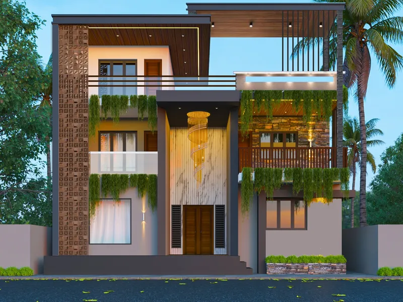 Rajasthan-inspired stone, marble, and terracotta jaali come together with lush greenery—anchored by a central chandelier for a subtle touch of luxury (2)