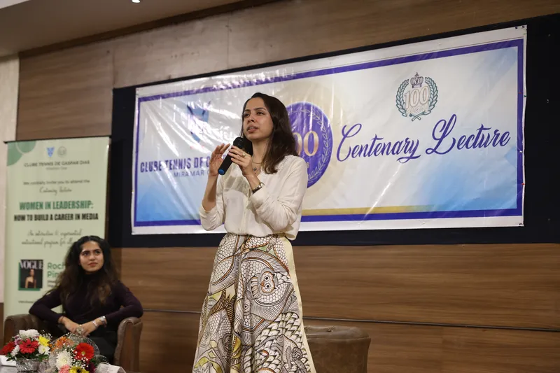 Rochelle Pinto Head of Editorial Content at Vogue India speaks on ‘Women in Leadership How to Build a Career in Media at Clube Tennis de Gaspar Dias as part of the clubs centenary celebrations 2