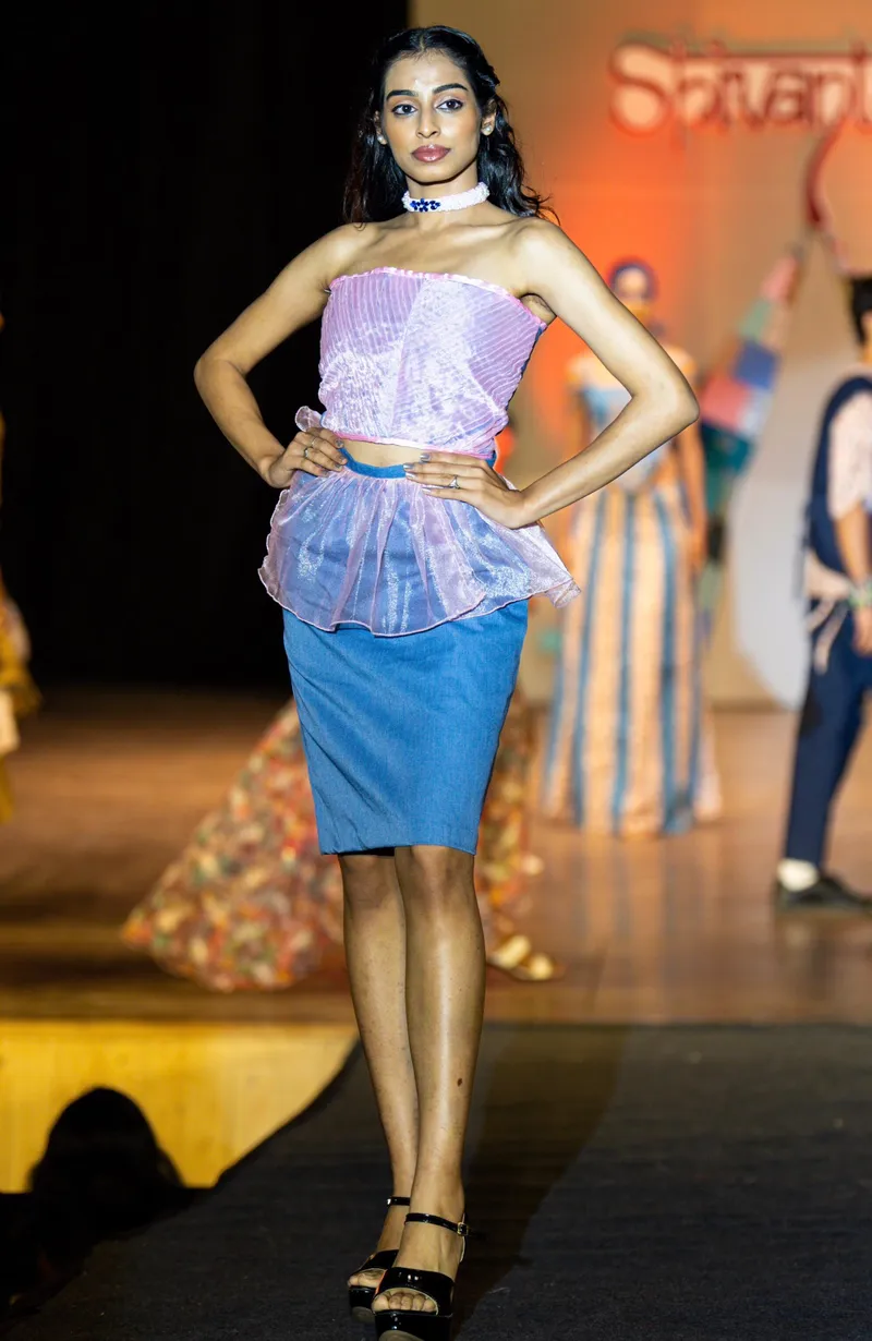 Show at Kala Academy Shivantantra showcasing different techniques in fashion designing Garment by Larrisa Show Choreographer Shie Lobo Show director Rahila Khan and Charu Naik