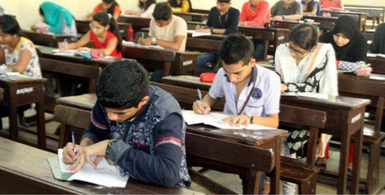 Students answering exams