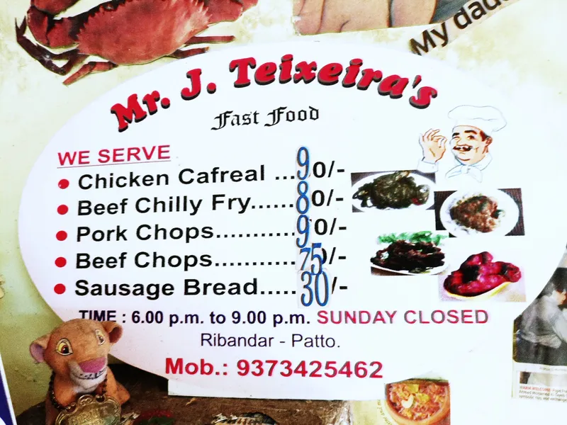 Texeiras Menu