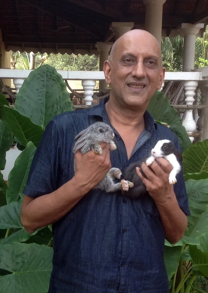 Atul Sarin with rabbits