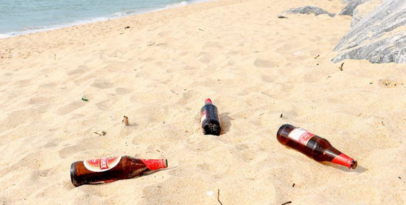bottles on beach do not