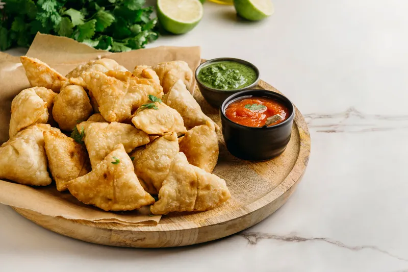 delicious pakistani food with tomato sauce